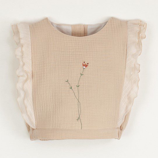 Organic Embroidered Top & Romper Suit with Removable Straps | Rosa/Pink