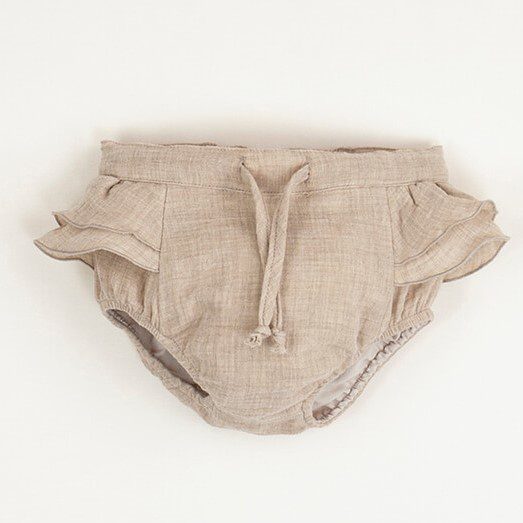 Sleeveless Organic Shirt & Culotte with Frills | Sand