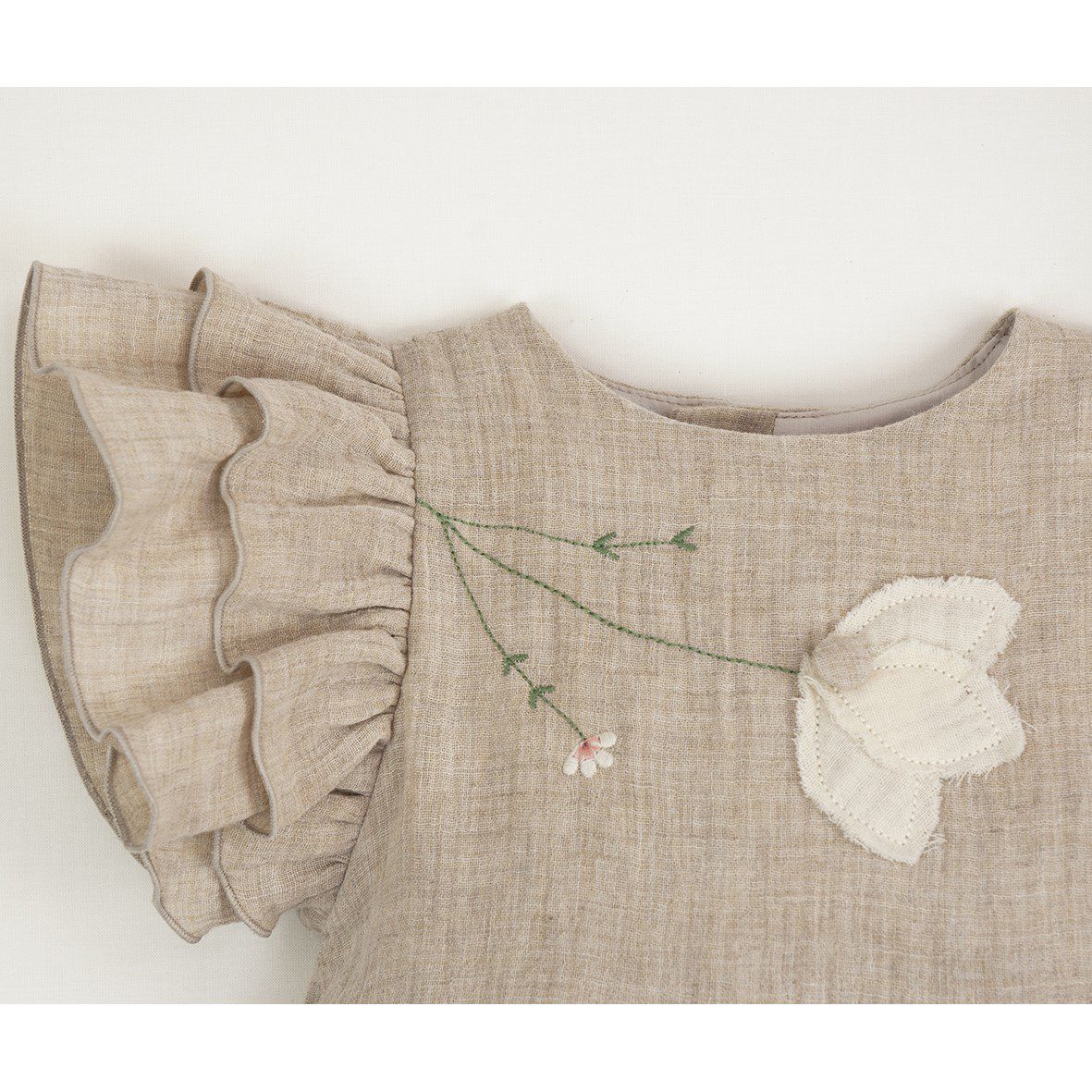 Organic Romper Suit with Cape-Style Skirt | Sand