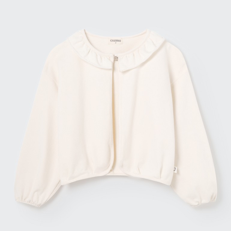Tarak Soft Plush Flounce Jacket | Ivory