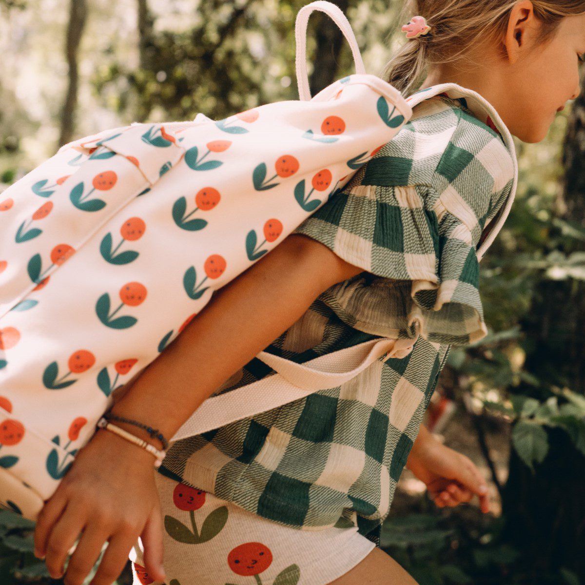 Big Check Frills Shirt & Peonies Short | Set