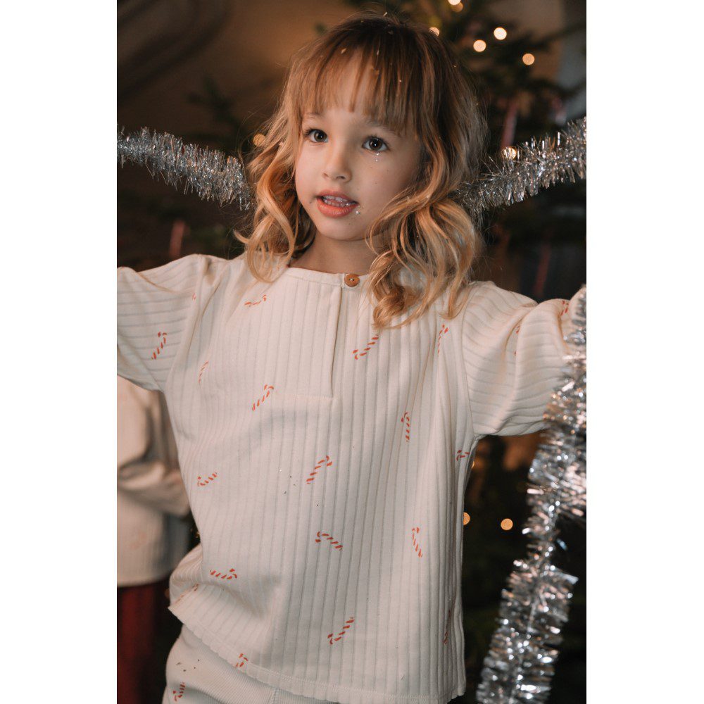 Orso Tshirt & Rom Pom Leggings | Candy Cane