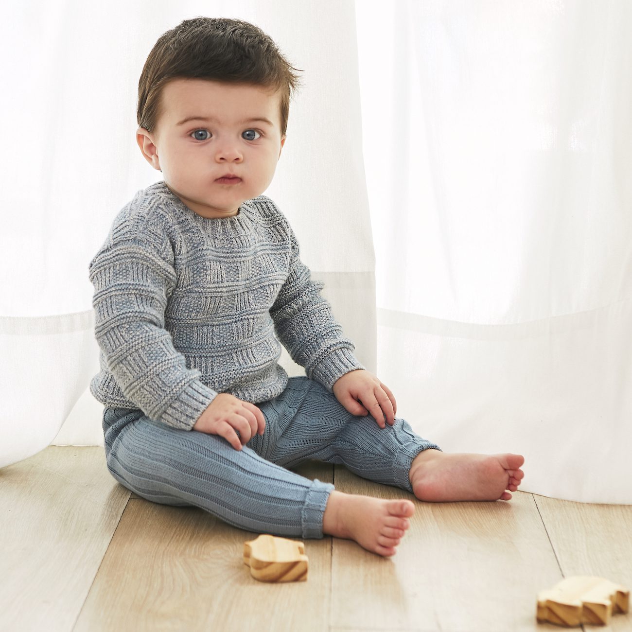 Cameron Sweater Natural & Knitted Leggings Steel Blue