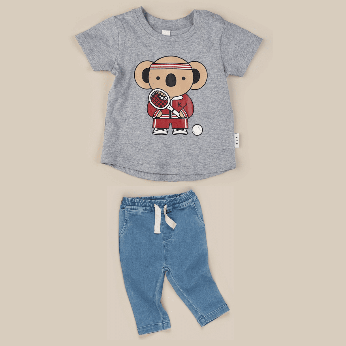 Tennis Koala T-Shirt & Denim Relaxed Pants