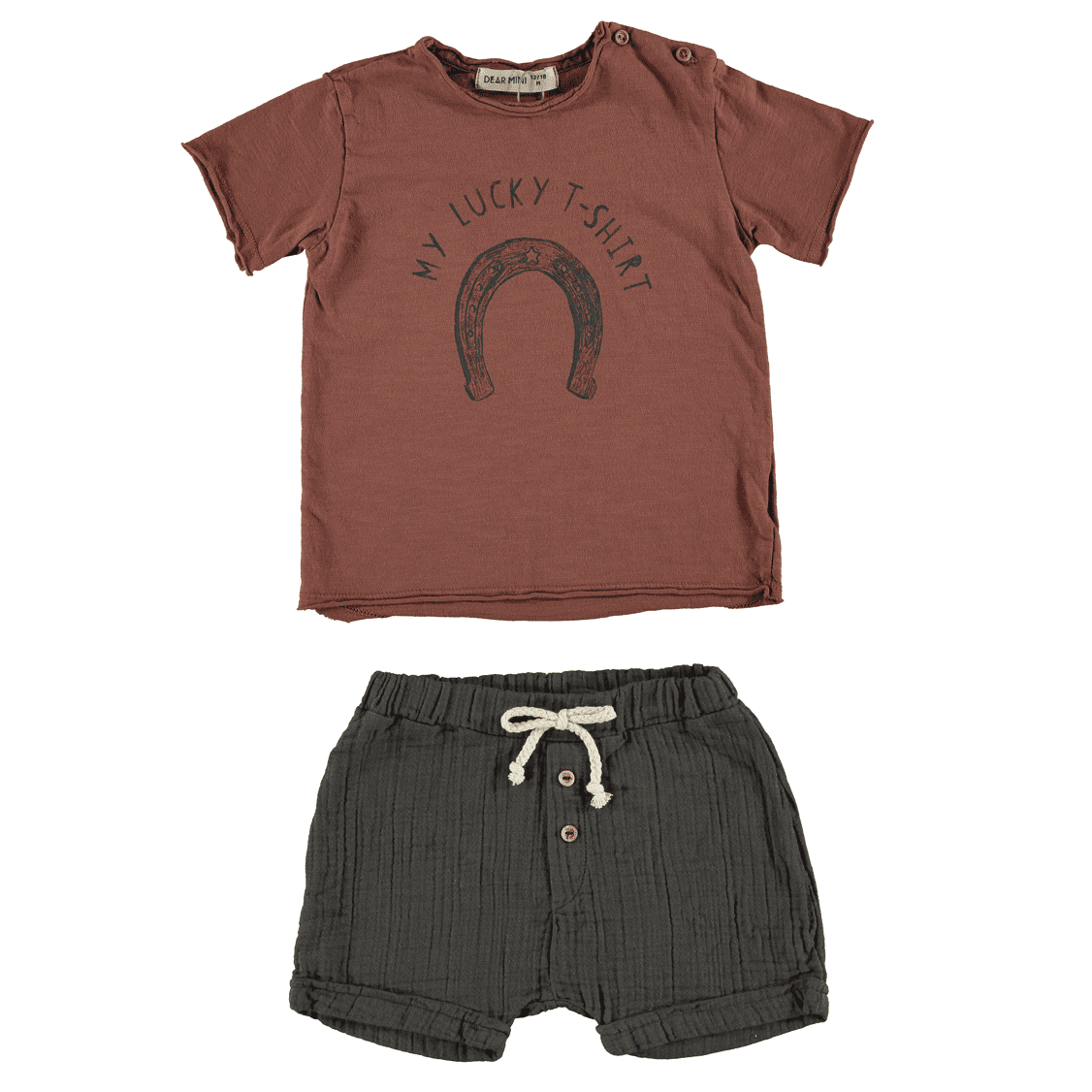 Terracota Lucky T-Shirt & Grey Crepe Shorts