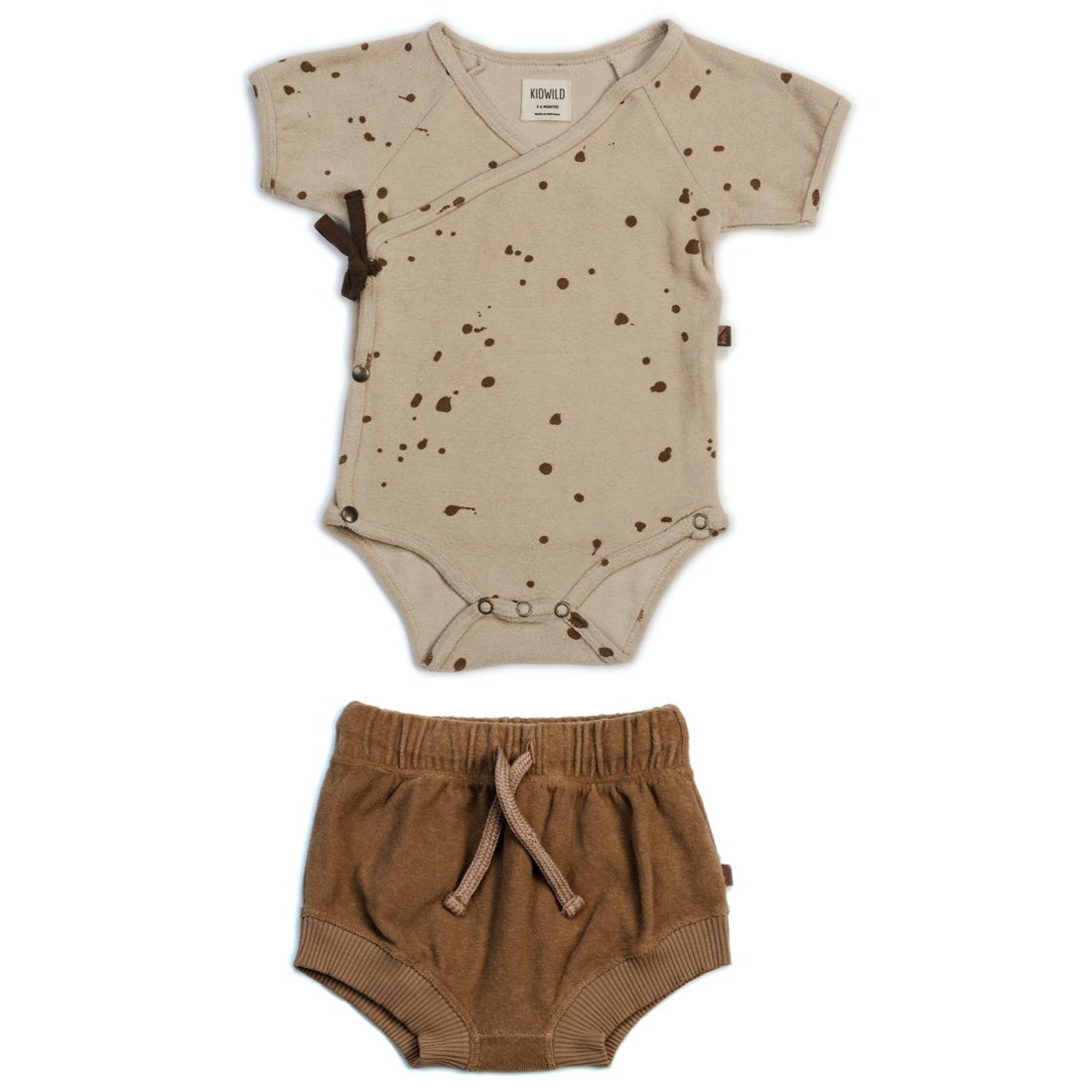 Terry Bodysuit Splatter AOP Wheat & Terry Brick Bloomers