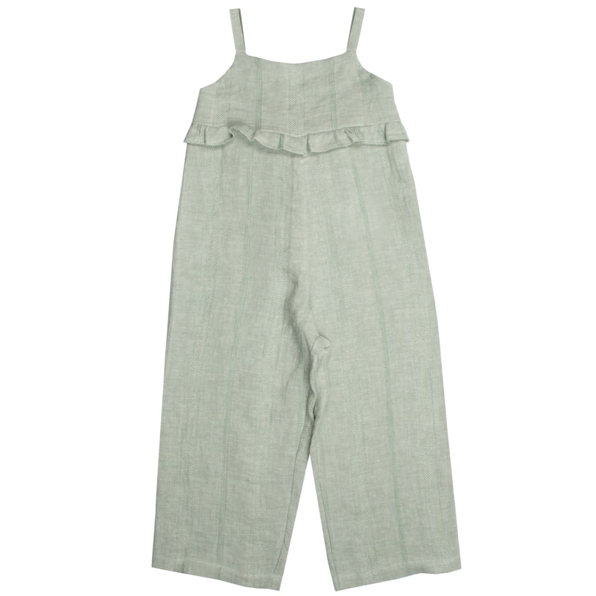 Textured Linen Jumpsuit | Green Linen