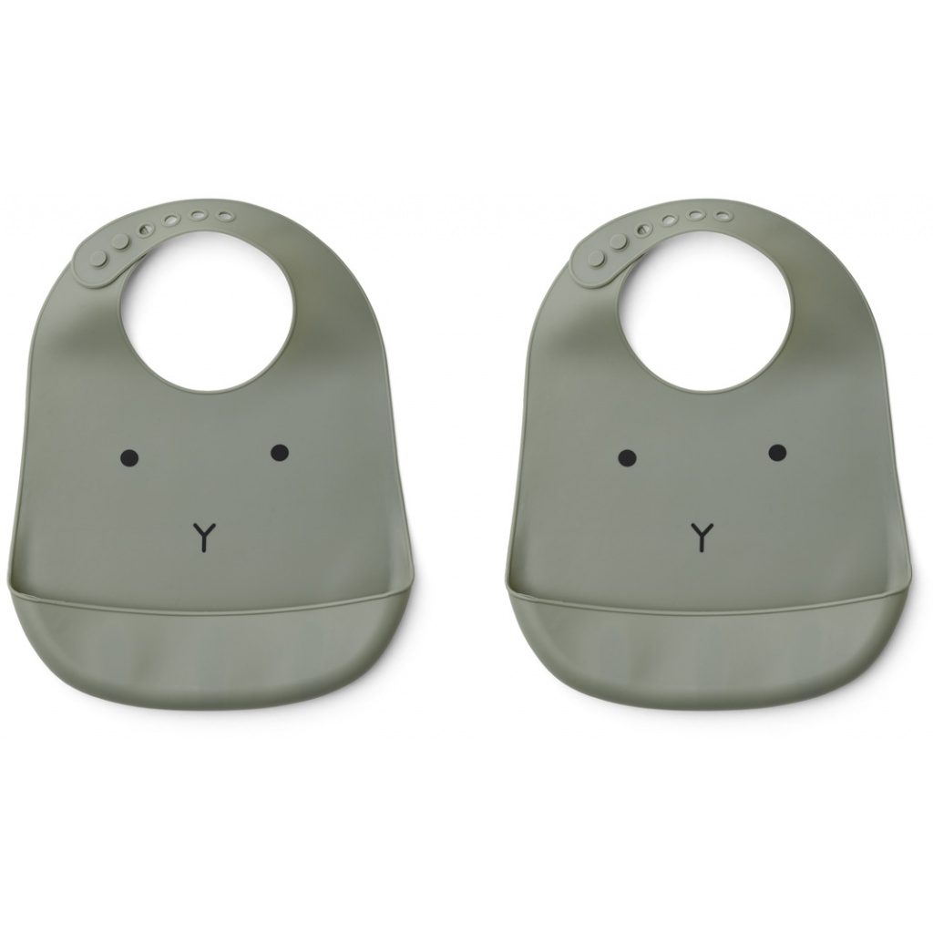 Tilda Silicone Bib 2 Pack | Panda Dumbo Grey