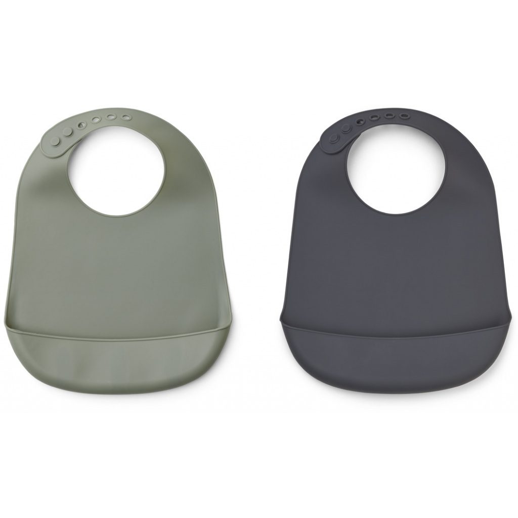Tilda Silicone Bib Solid | Faune Green/Stone Grey Mix