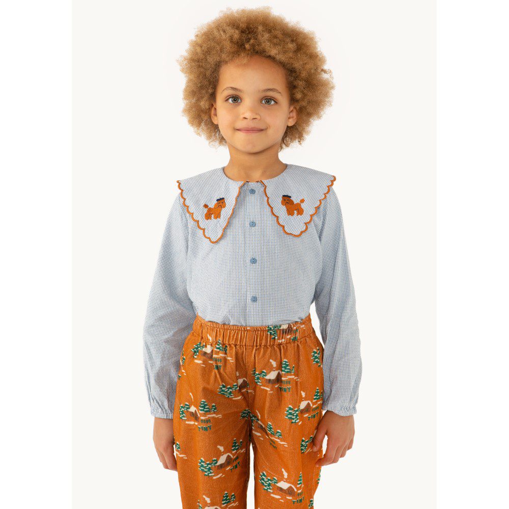 Tiny Poodle Scalloped Collar Shirt