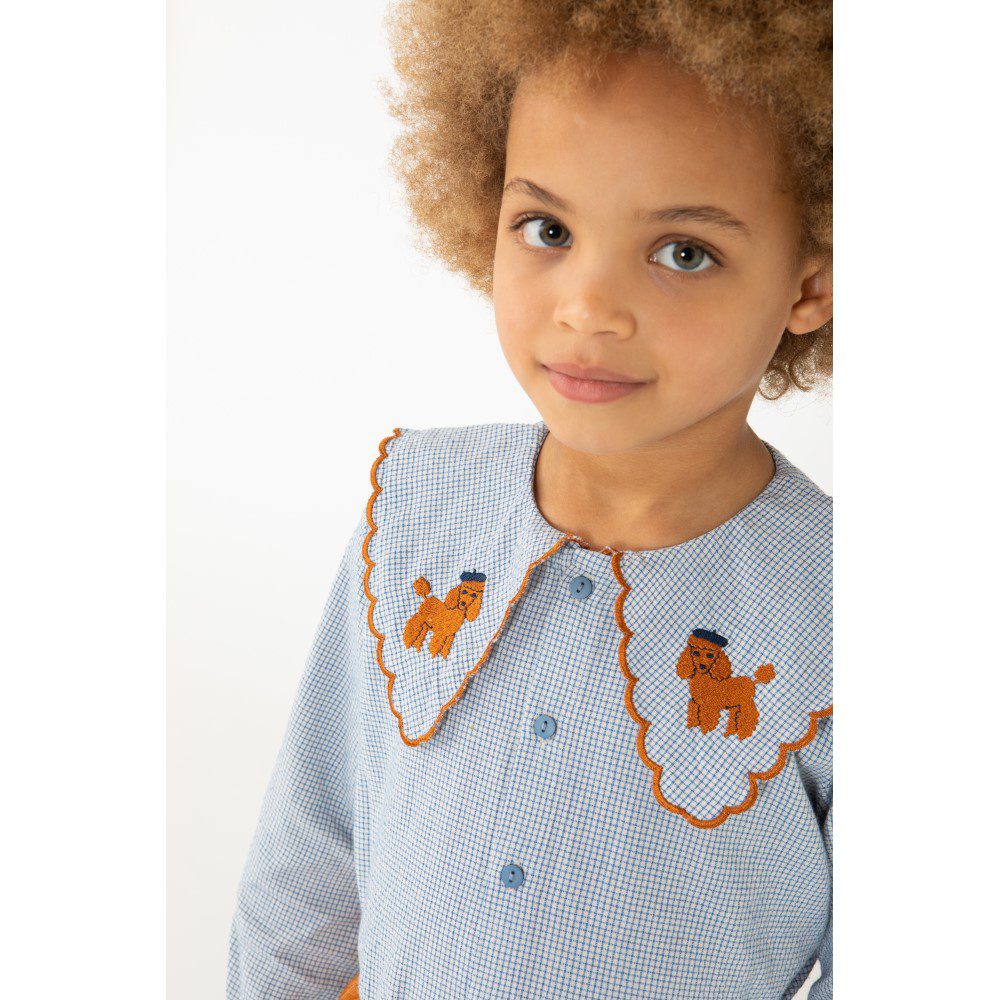 Tiny Poodle Scalloped Collar Shirt