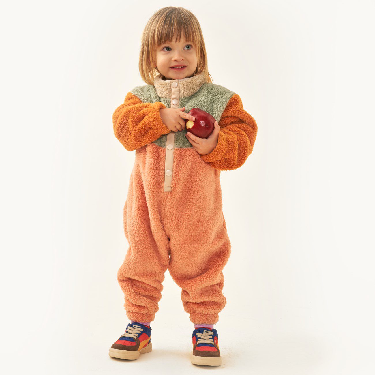 Color Block Polar Sherpa One-Piece | Light Brown/Sage