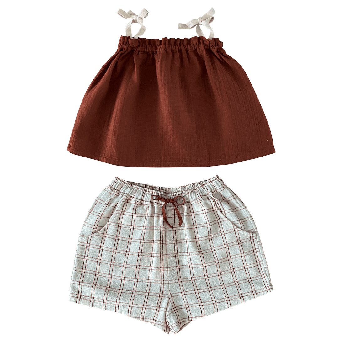 Toffee Ada Top & Rustic Check Tudor Shorts