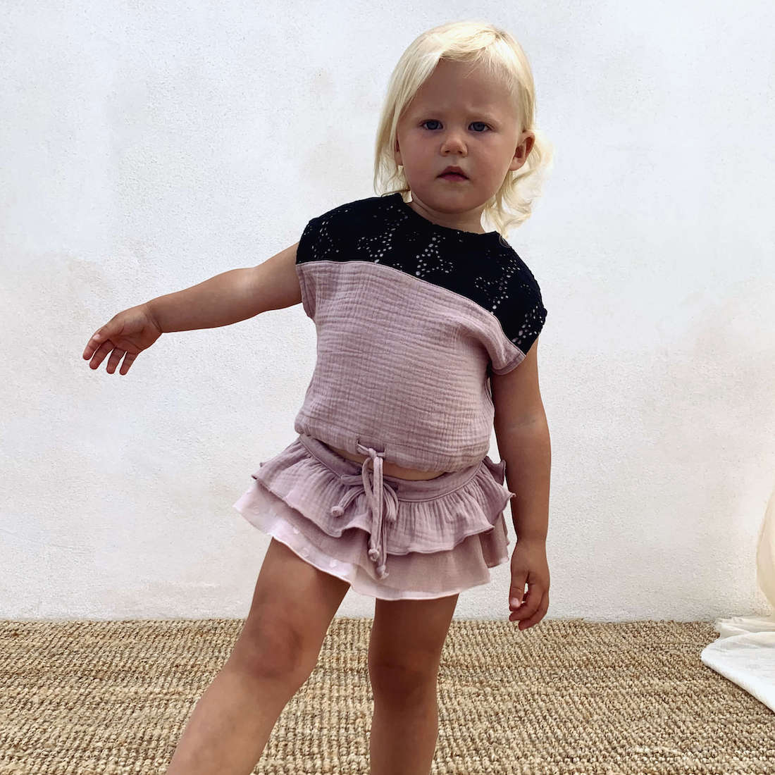 Top & Culotte With Frill | Pink