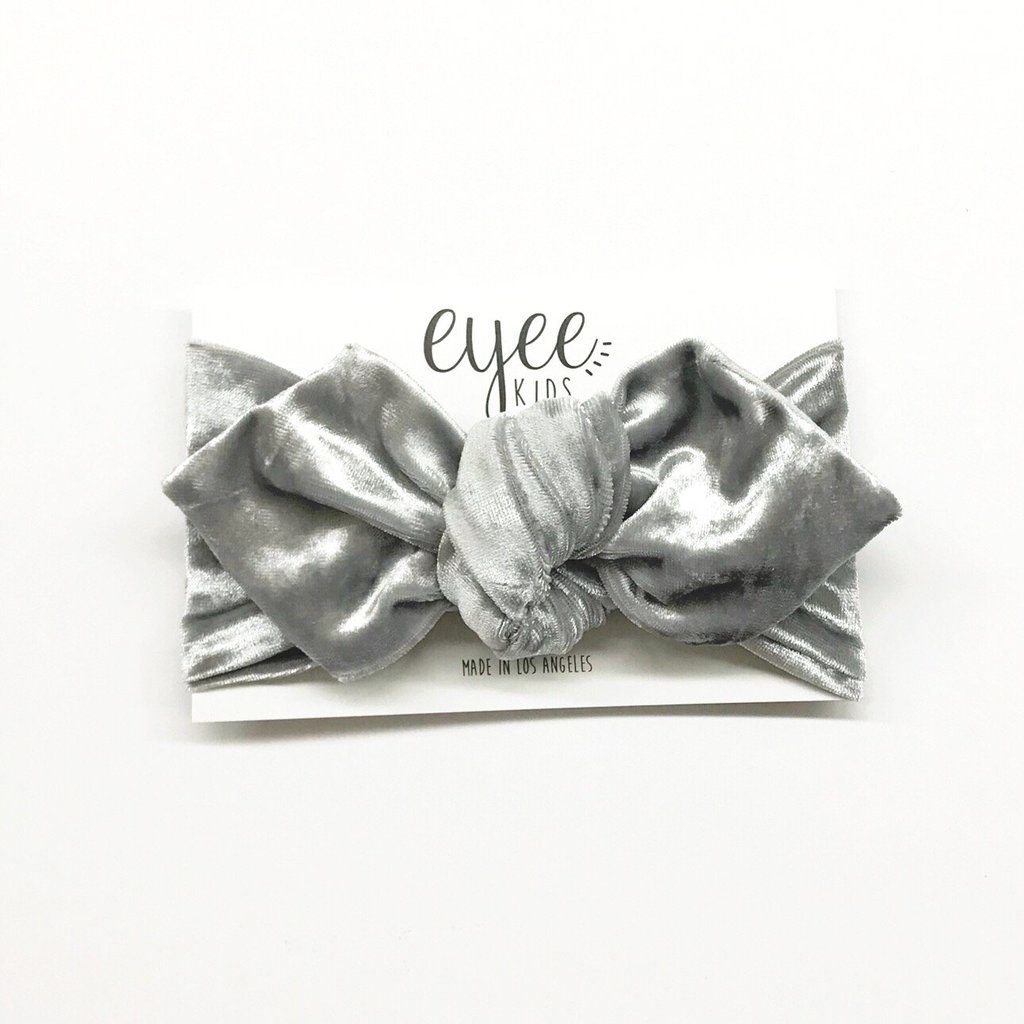 Top Knot Headband | Crushed Silver Velvet