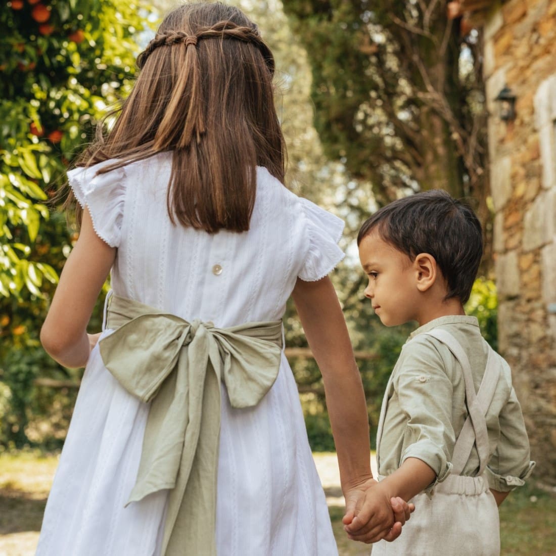 Embroidered Fabric Dress W/ Sash