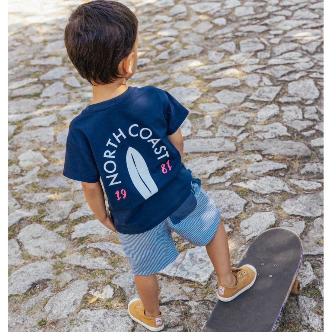 Wave Rider Tshirt & Striped Shorts