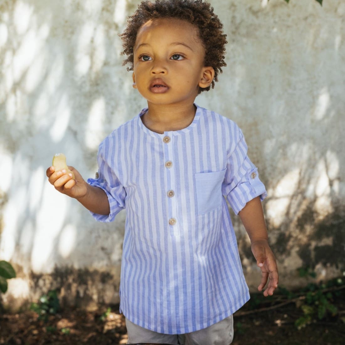 Striped Shirt W/ Pocket & Twill Shorts