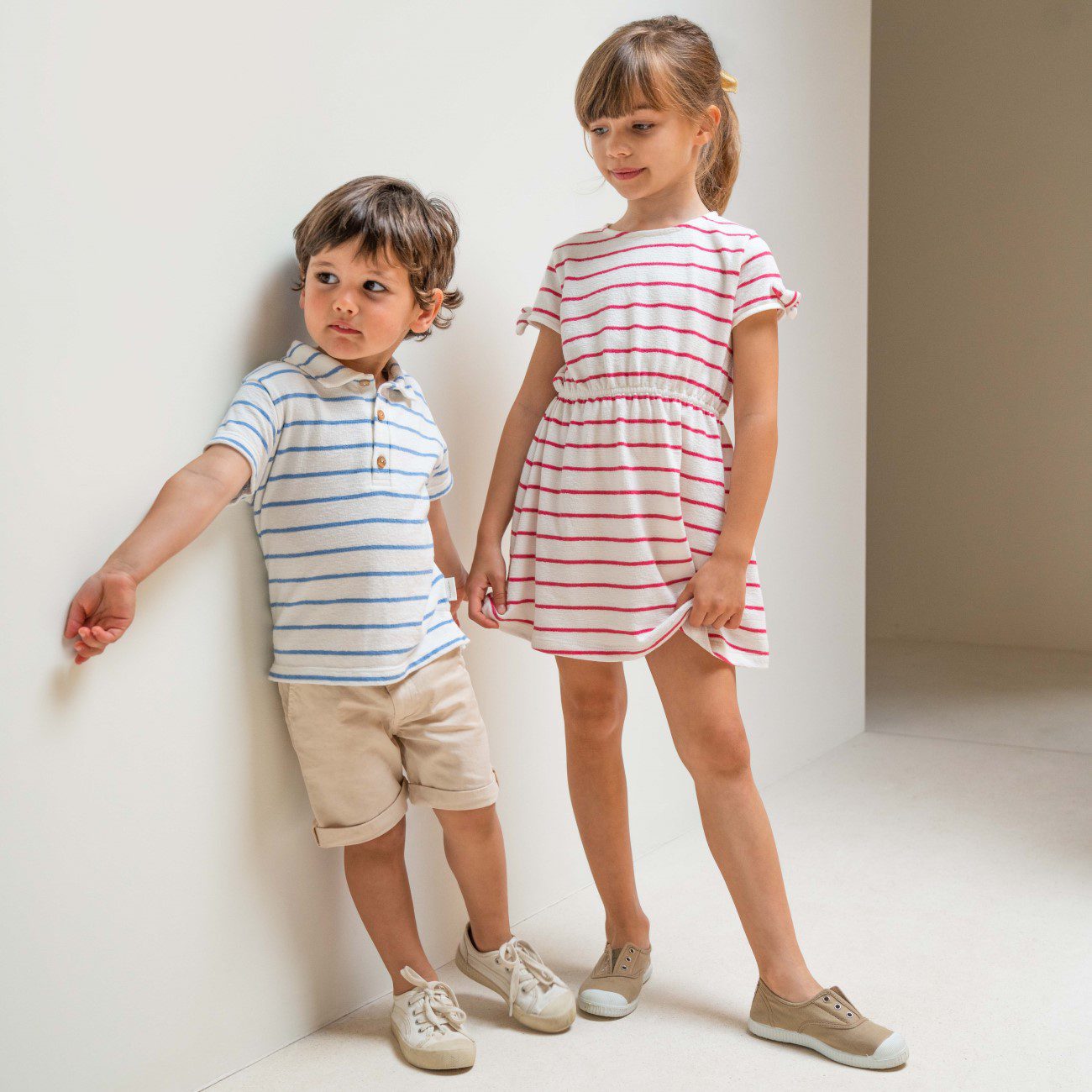 Polo Shirt Stripes & Short Plain In Twill