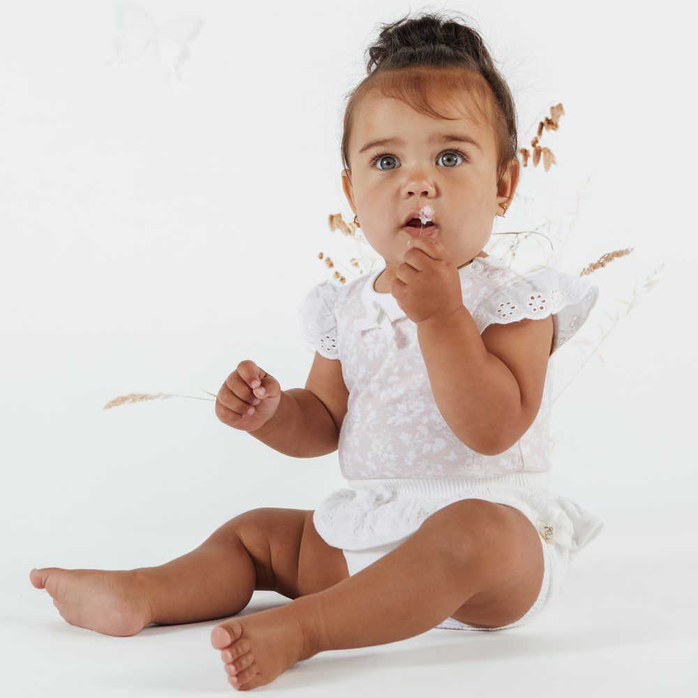 Pink Floral Lace Onesie