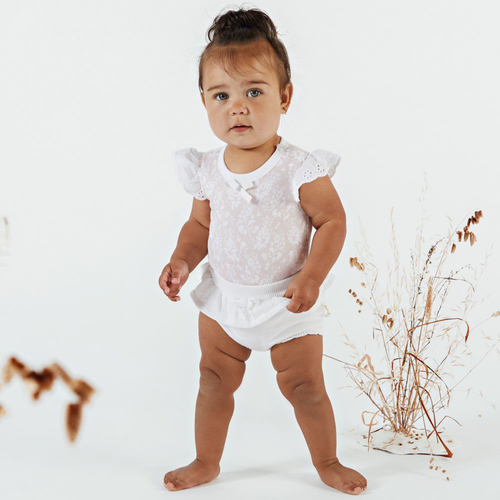 Pink Floral Lace Onesie