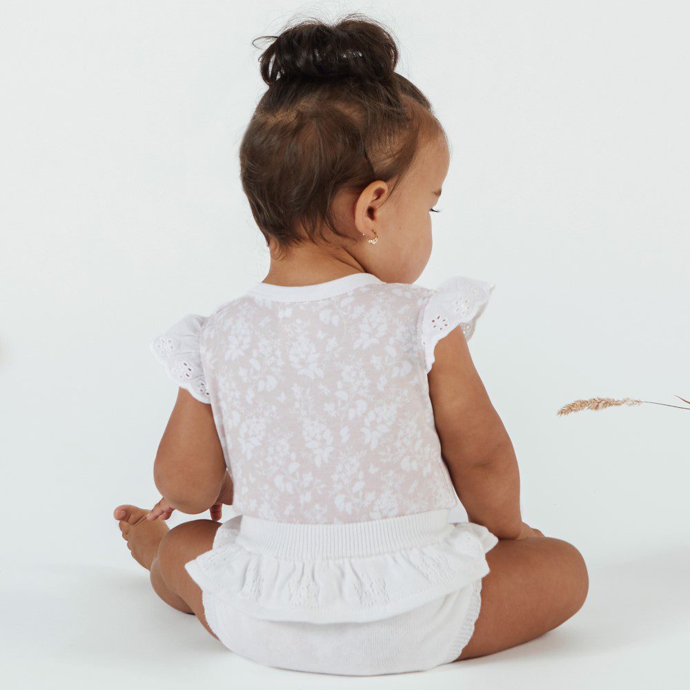 Pink Floral Lace Onesie