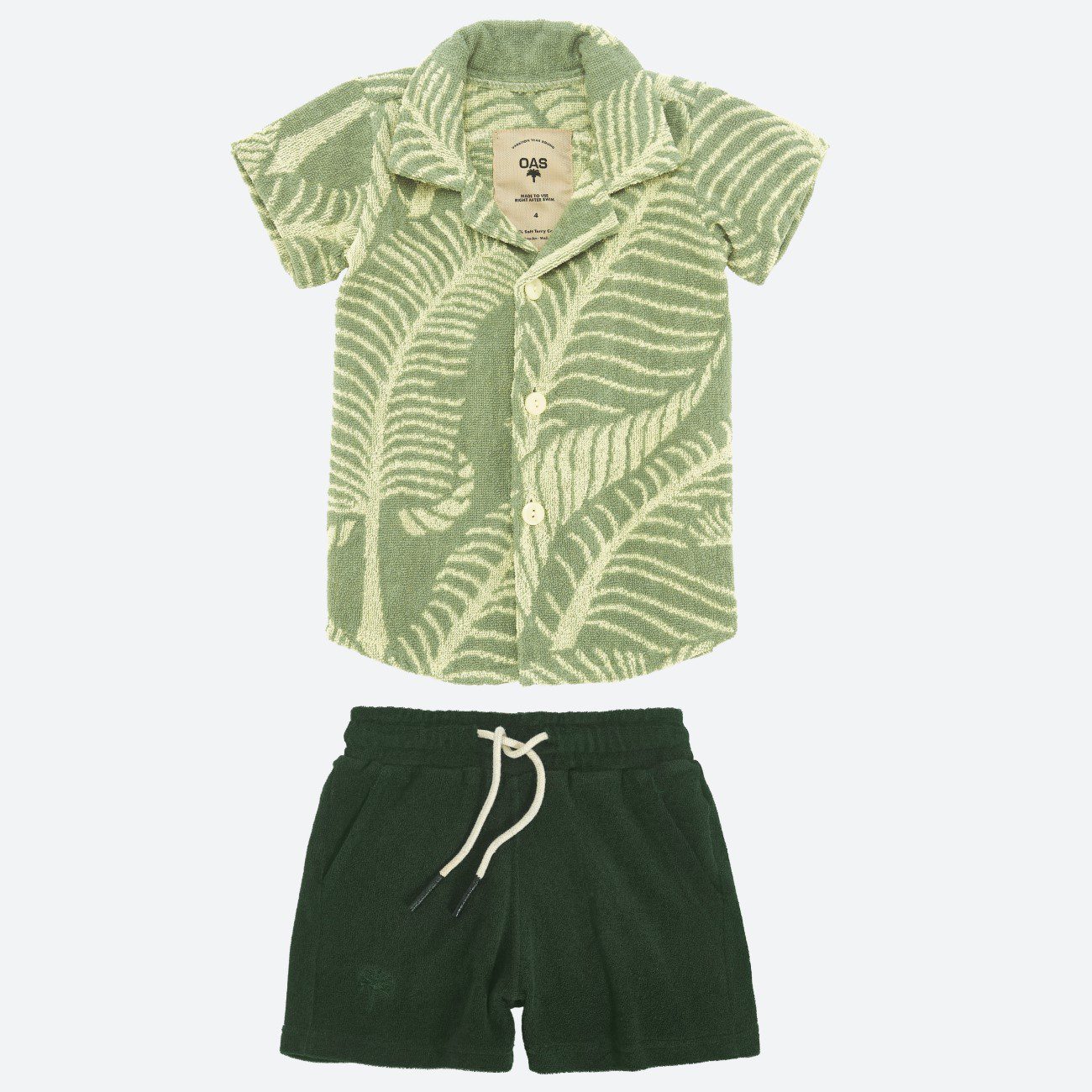 Banana Leaf Cuba Terry Shirt & Green Terry Shorts