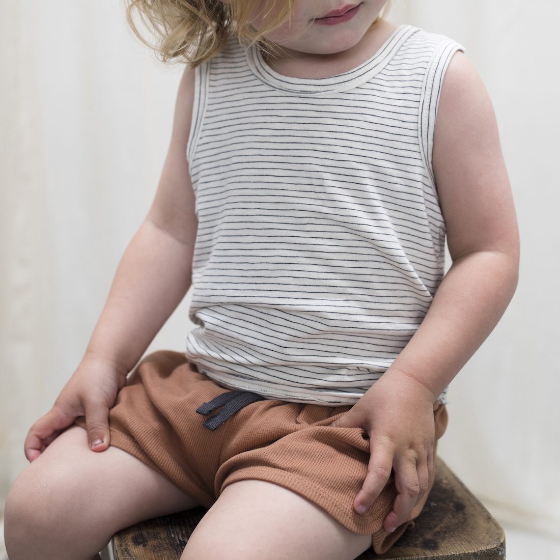 Vanilla Stripe Tank Top & Terra Rib Shorts