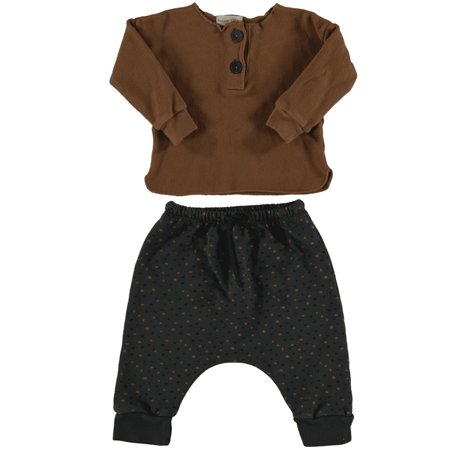 Warm Fleece Sweater & Printed Pants | Caramel Anthracite