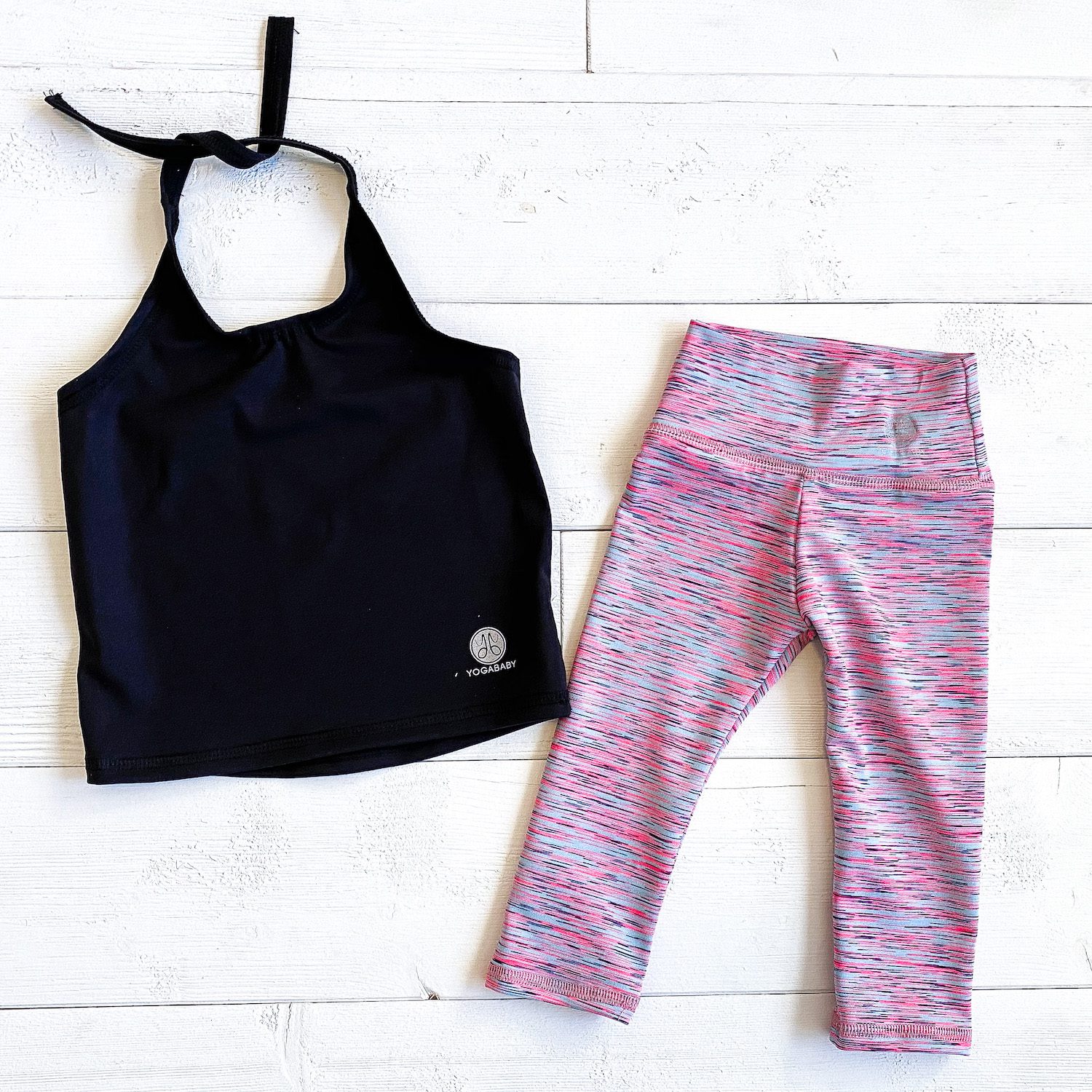 Watermelon Leggings & Black Top Yoga Set
