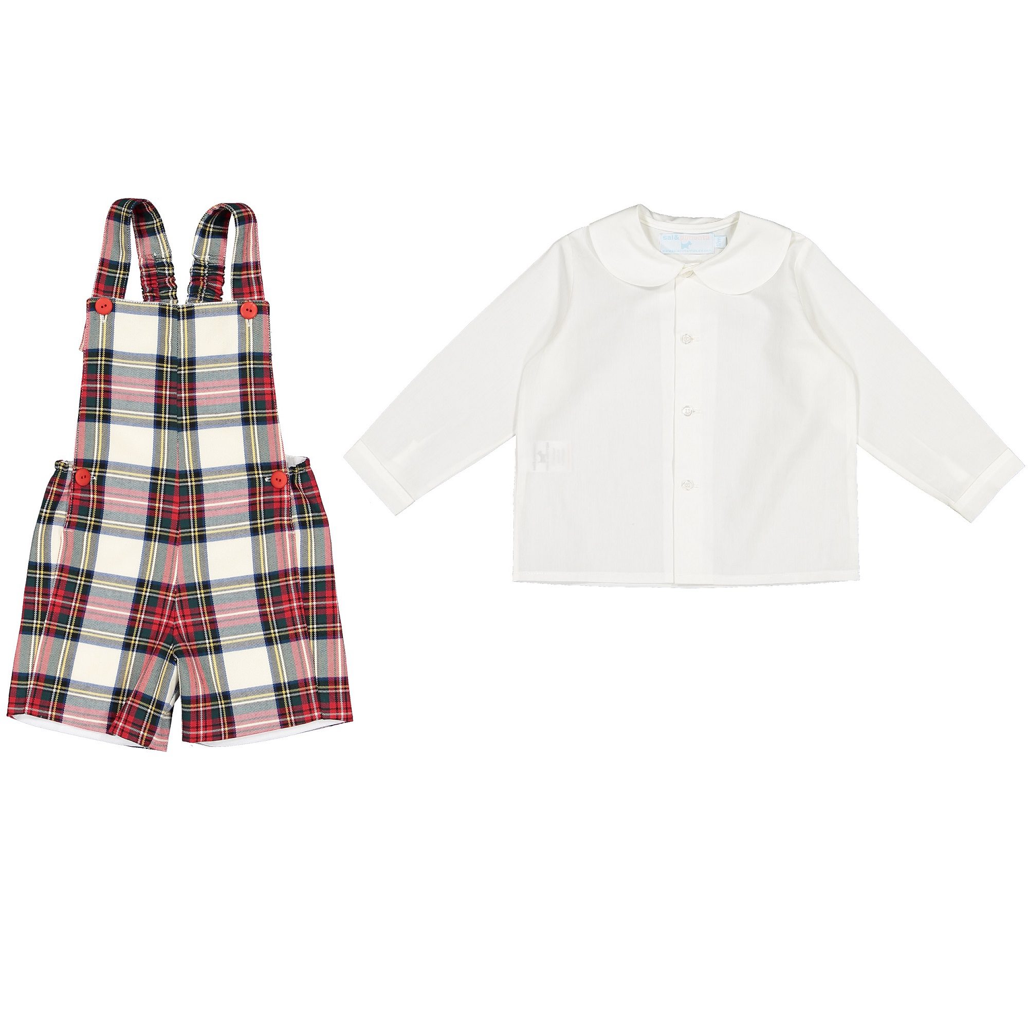 Classic Tartan Boy Overalls & Basic Shirt