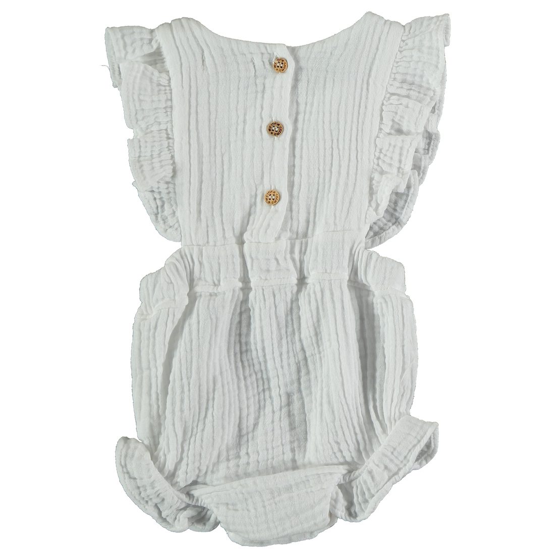 White Gauze Ruffle Baby Romper