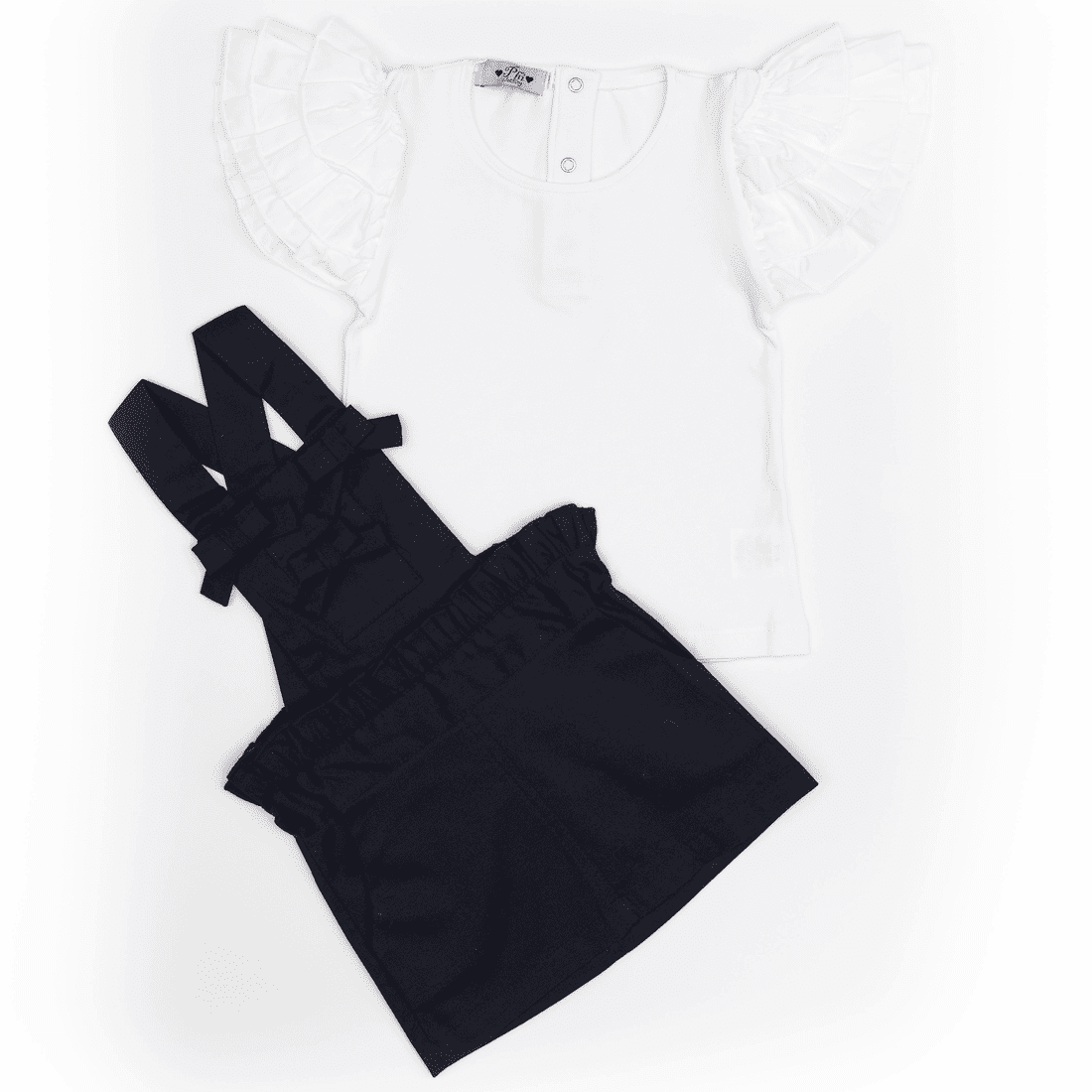 White Tee & Blue Pinafore Dress