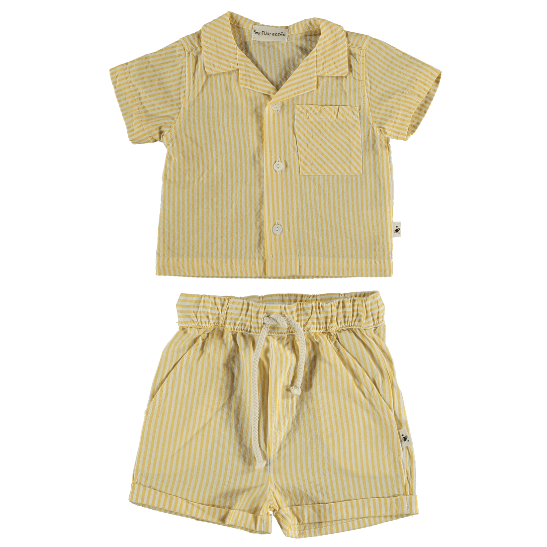 Yellow Striped Seersucker Baby Shirt & Shorts