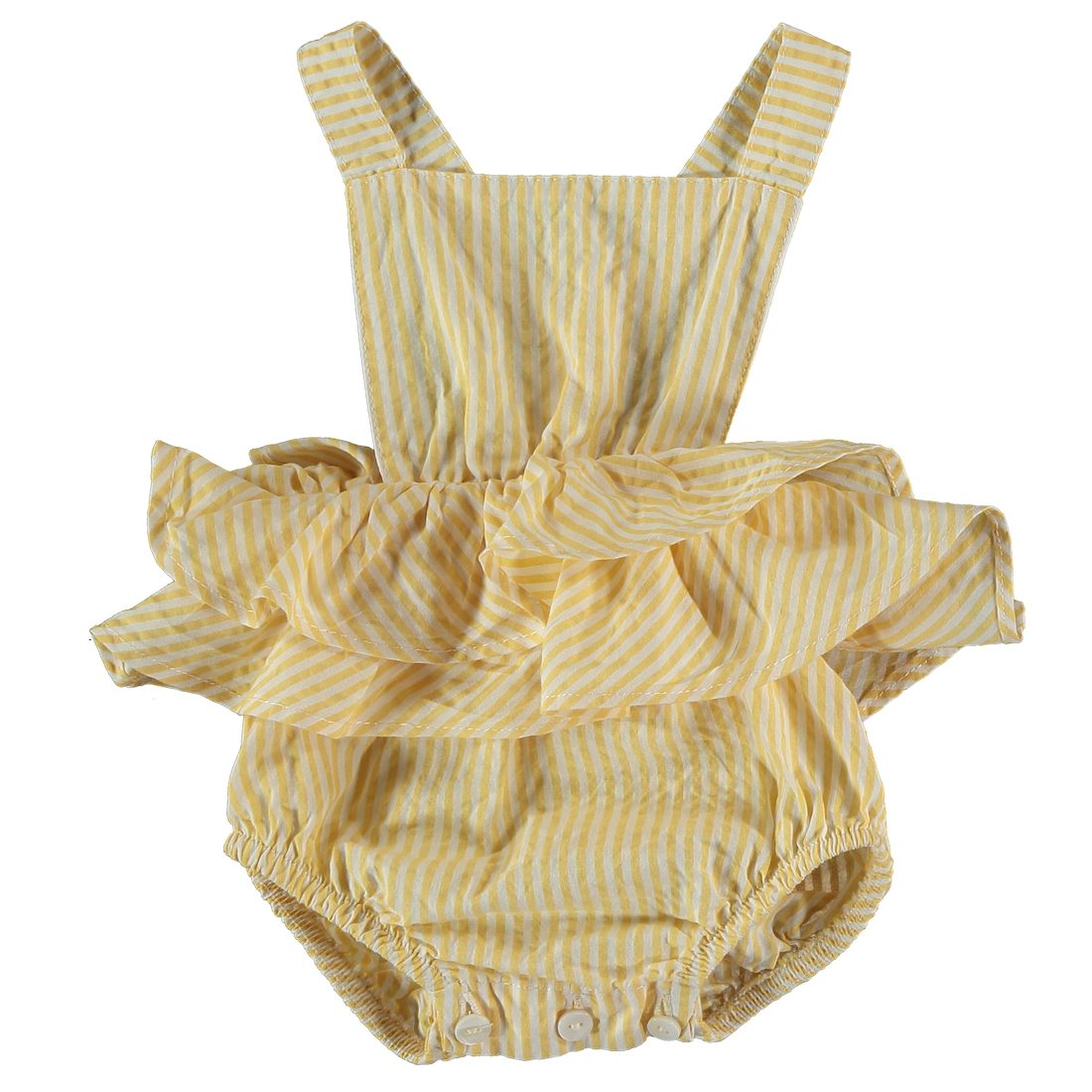 Yellow Stripped Seersucker Baby Romper