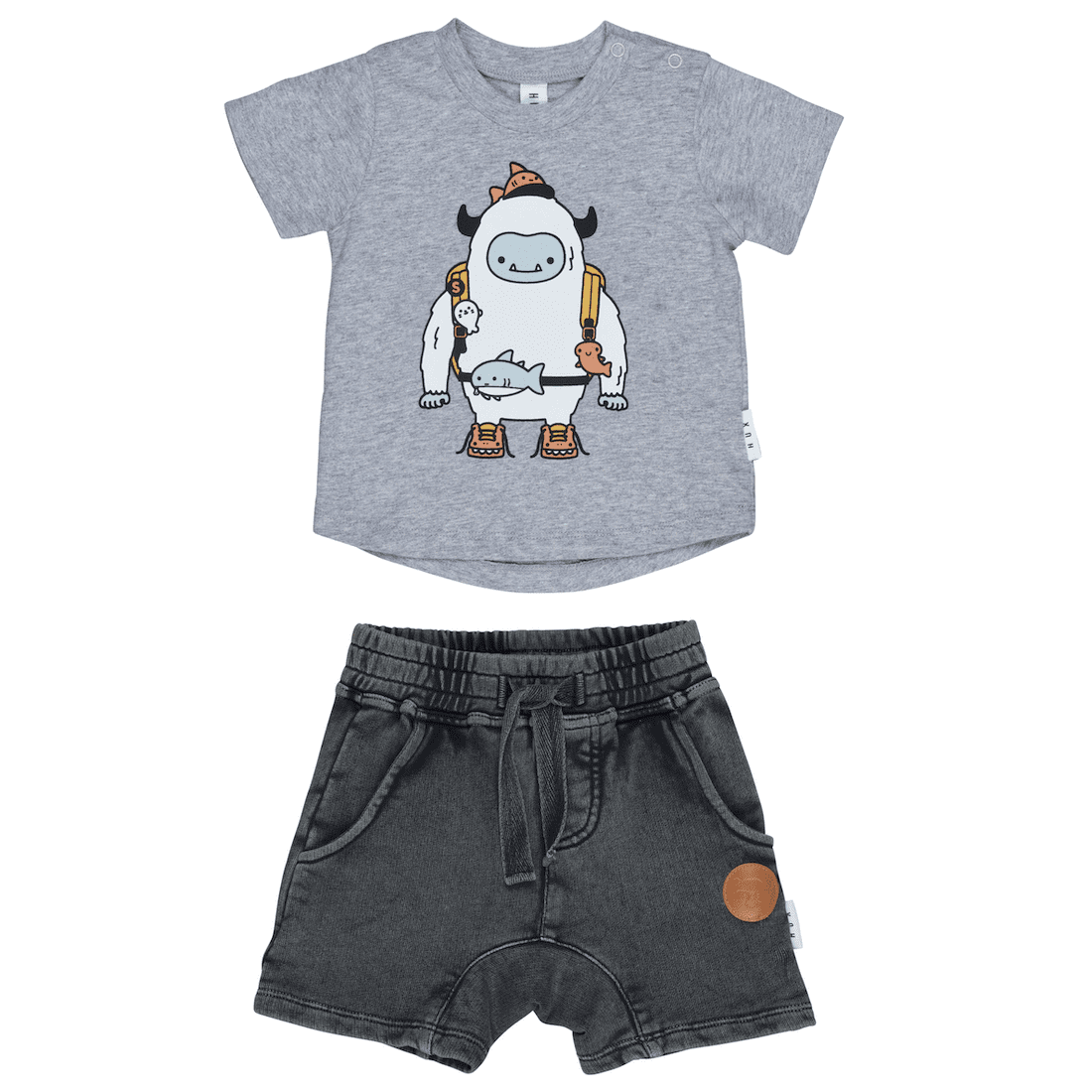 Yeti T-Shirt & Charcoal Slouch Short