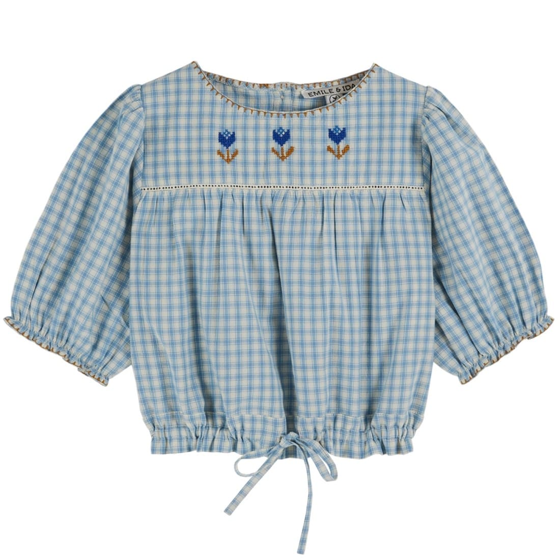 Tile Embroidered Blouse | Blue