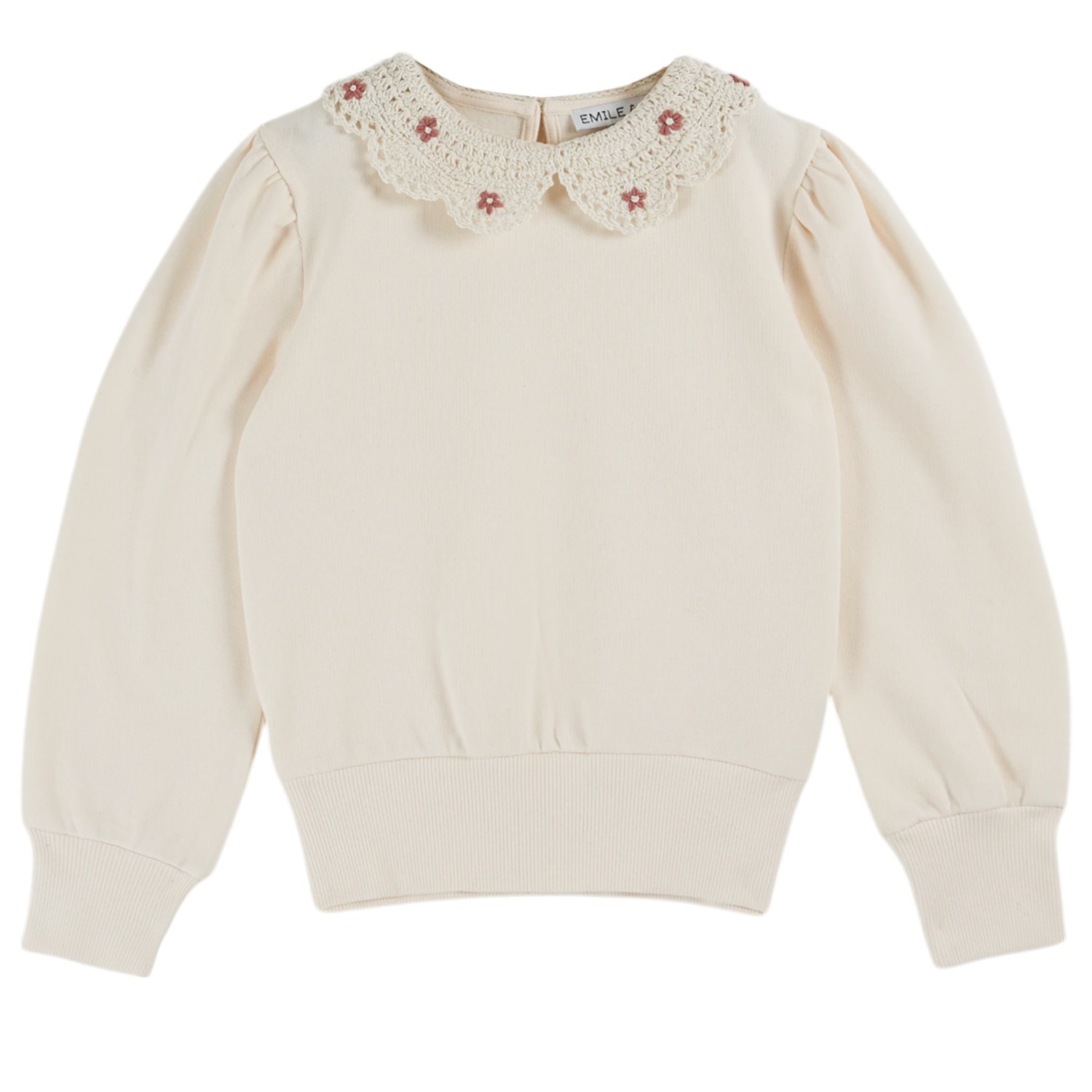 Cream Crocheted Collar Sweatshirt