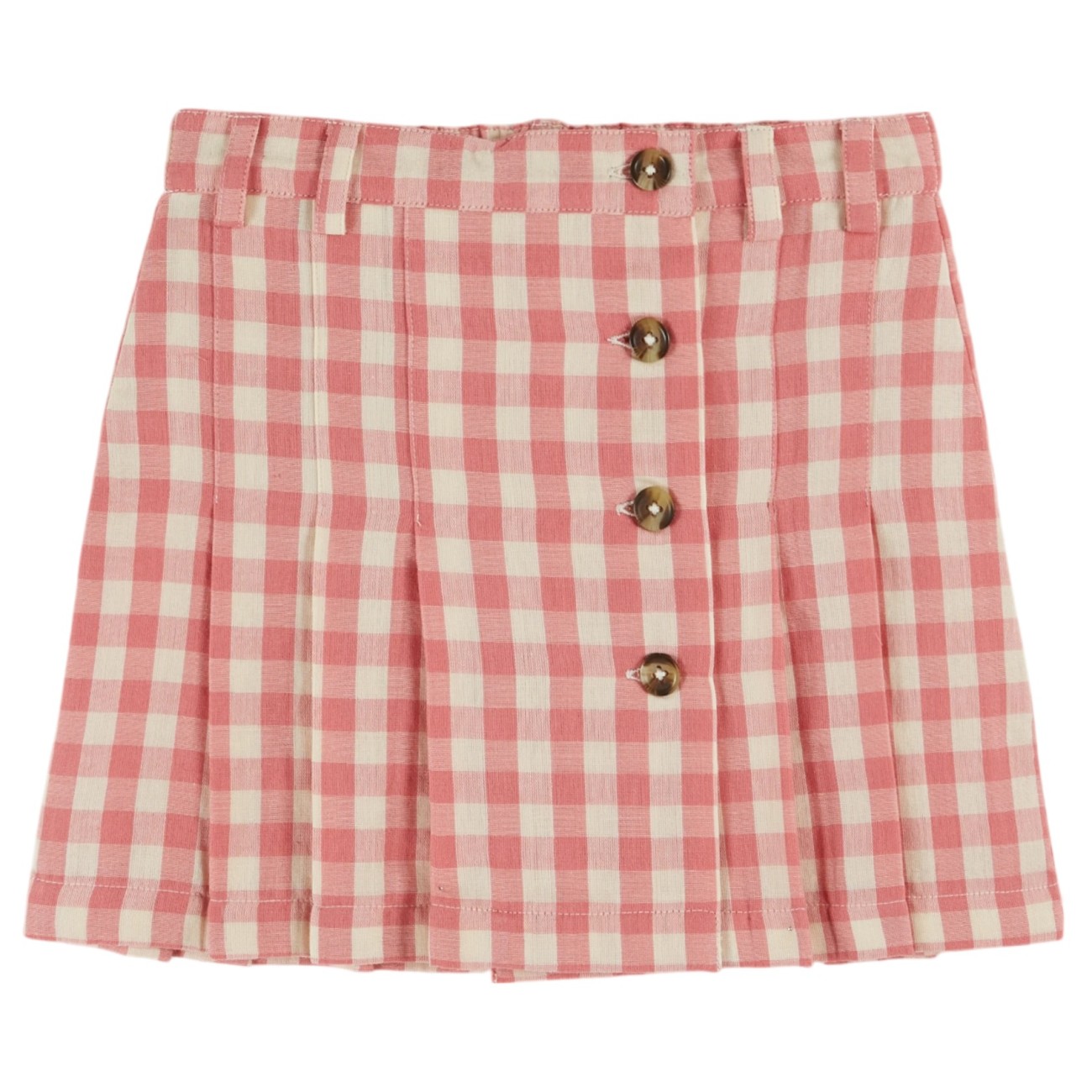 Pink Gingham Pleated Skirt