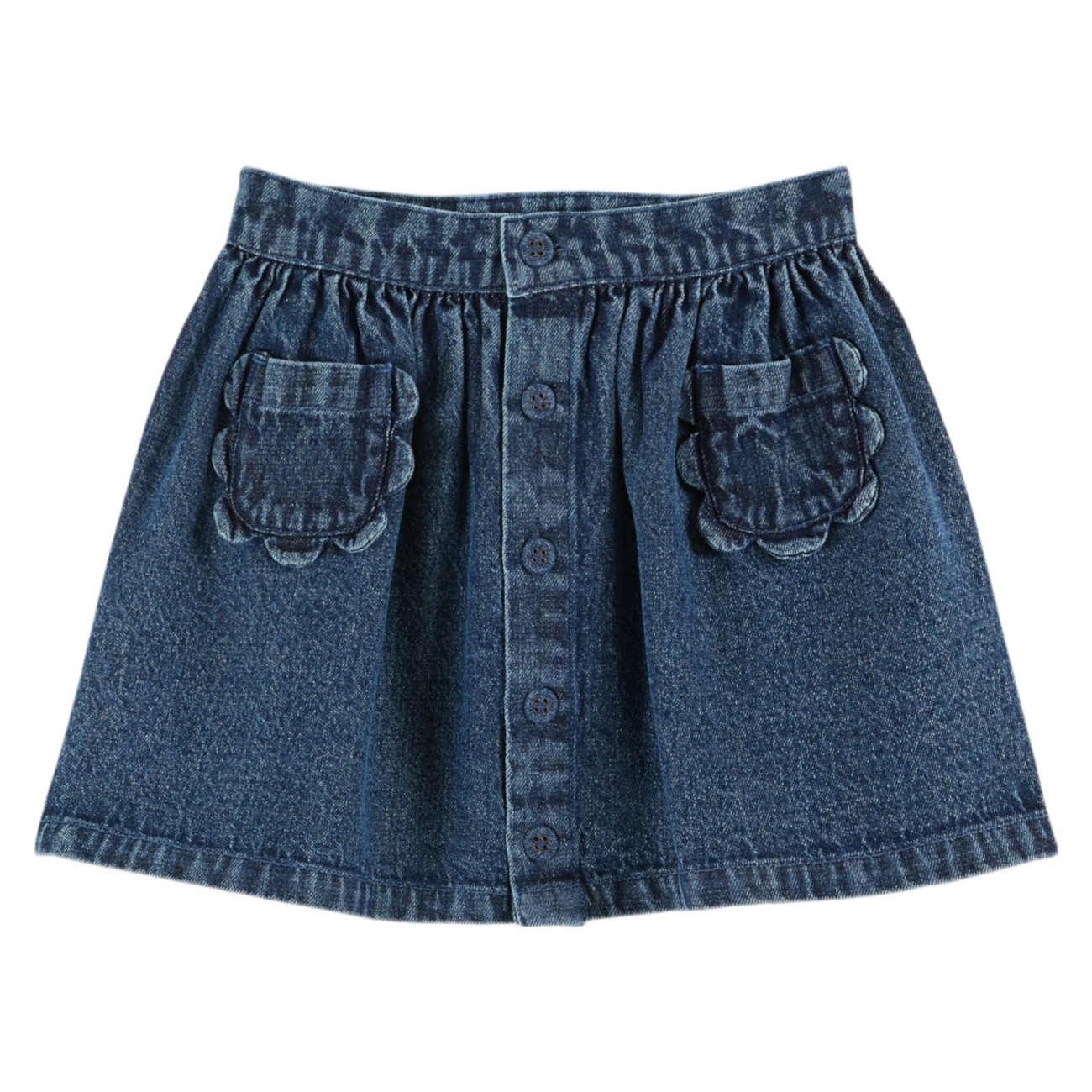 Denim Skirt With Flower Pockets