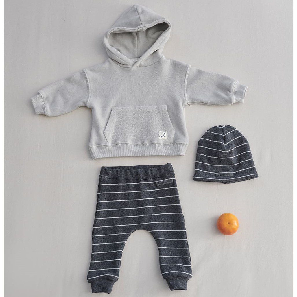 Austin Plush Sleeve Light Grey & Rune Soft Striped Dark Grey