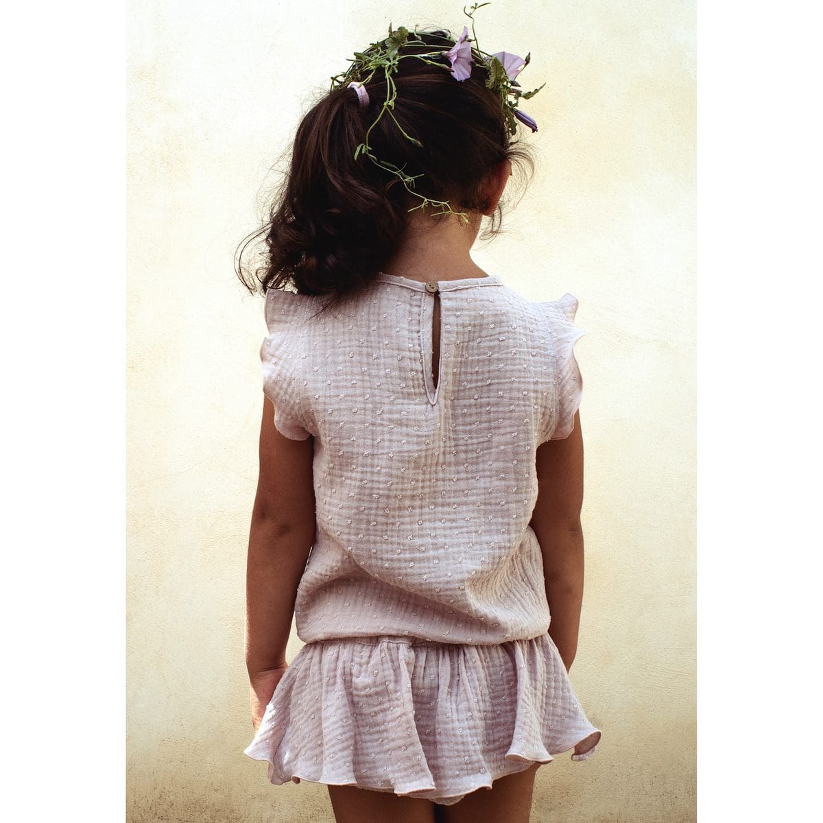 Pink Blouse W/ Cutaway Sleeve & Culotte W/ Frill