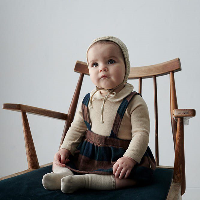 Luna Plaid Bloomers & Charlotte Gauze Plumeti Stone