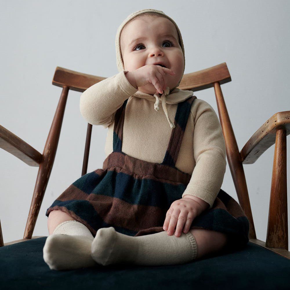 Luna Plaid Bloomers & Charlotte Gauze Plumeti Stone