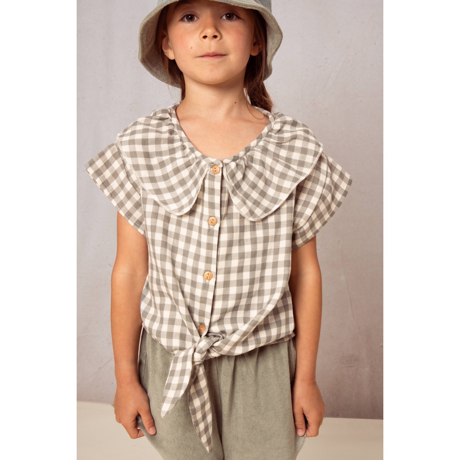 Shorts Georgette & Blosue Coco Green Grey Gingham