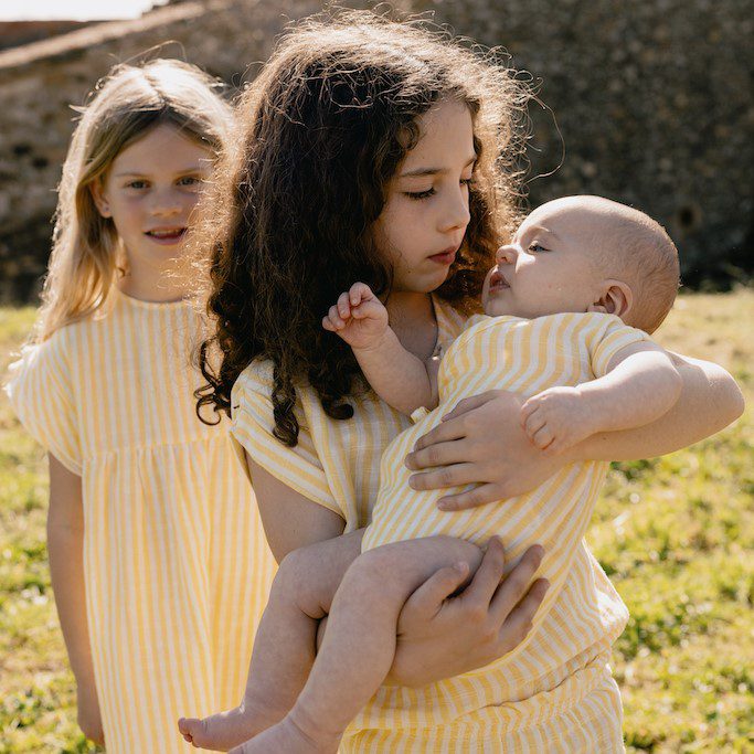 Nuage Romper | Yellow Stripe