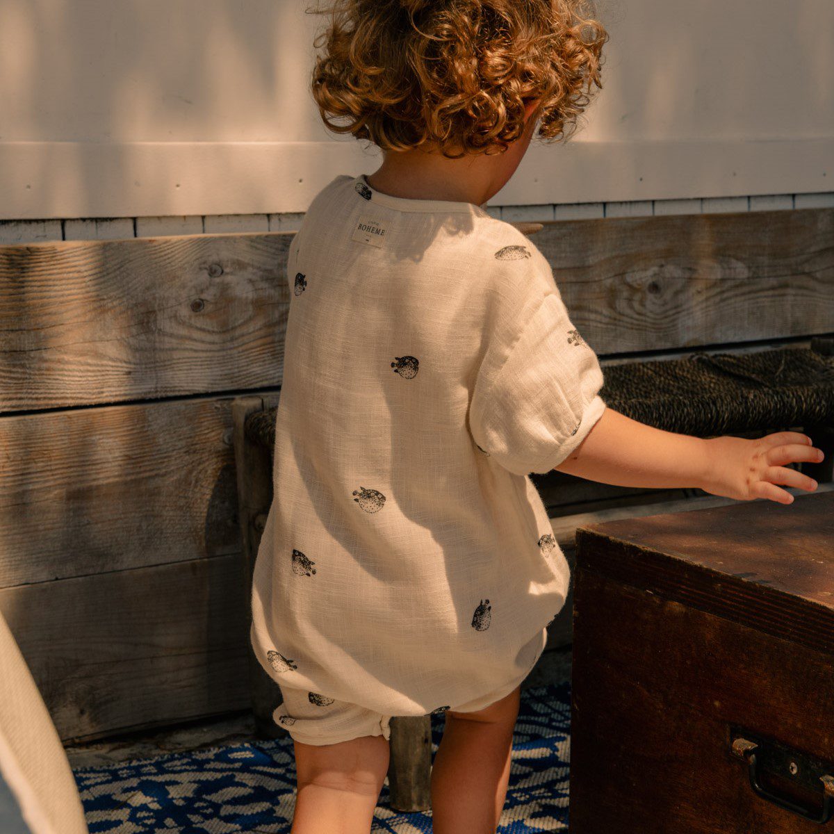 Bebecito Romper | Off White/Puffer Fish