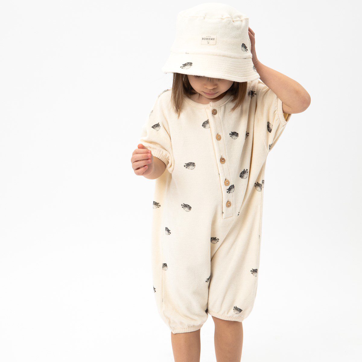 Bebecito Romper | Off White/Puffer Fish