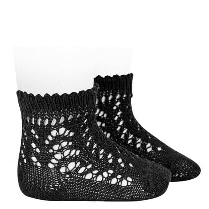 2518/4 Cotton Openwork Short Socks | Black 900
