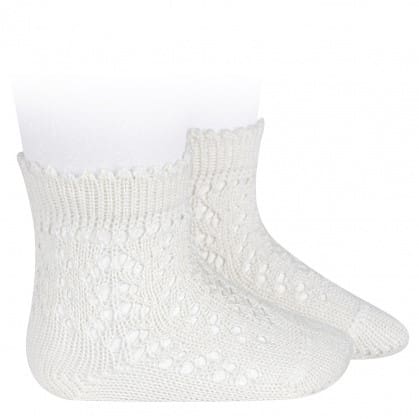 2518/4 Cotton Openwork Short Socks | Cream 202